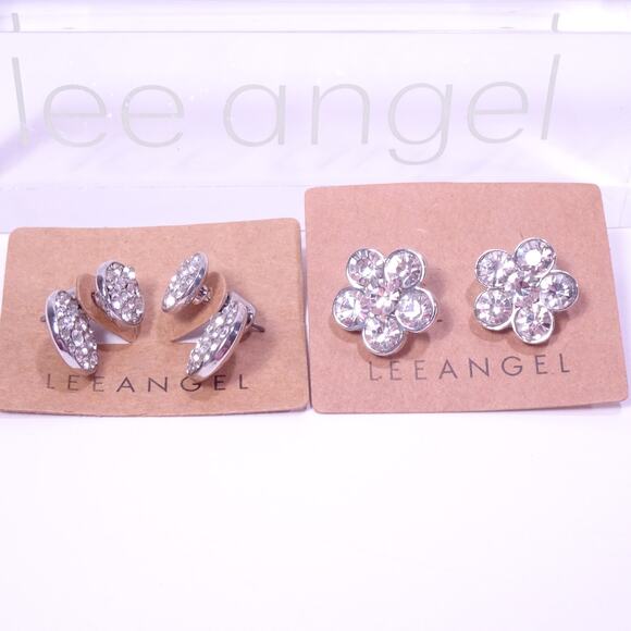 Neiman Marcus Lee Angel Crystal Two Way & Flower Earrings NWT 89 Ea Set 2 - Picture 4 of 4